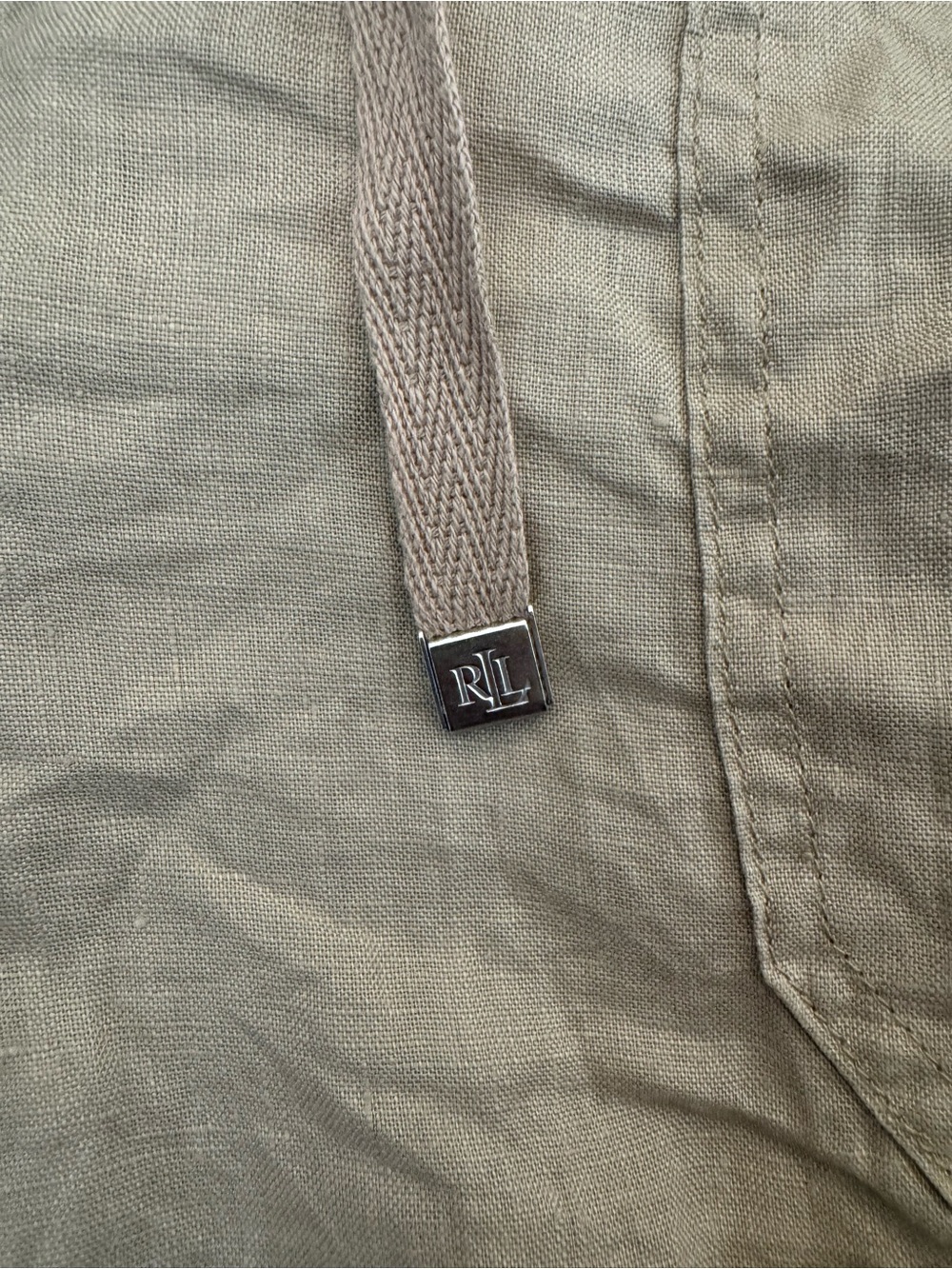 Lauren Ralph Lauren Women's Beige Drawstring Linen Pants Coastal Beachy - Picture 4 of 8